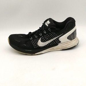 Nike Mens LunarGlide 7 Lace Up Sneakers Black White Low‎ Top Round Toe 8.5